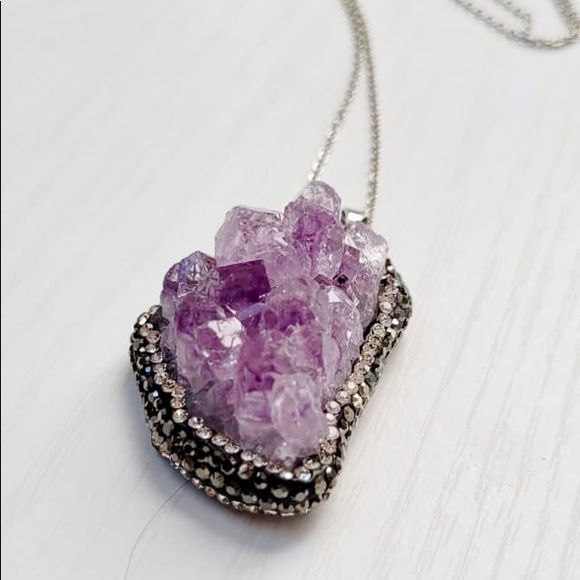 COPY - Raw Natural Amethyst pendant necklace, birthstone - Picture 8 of 10